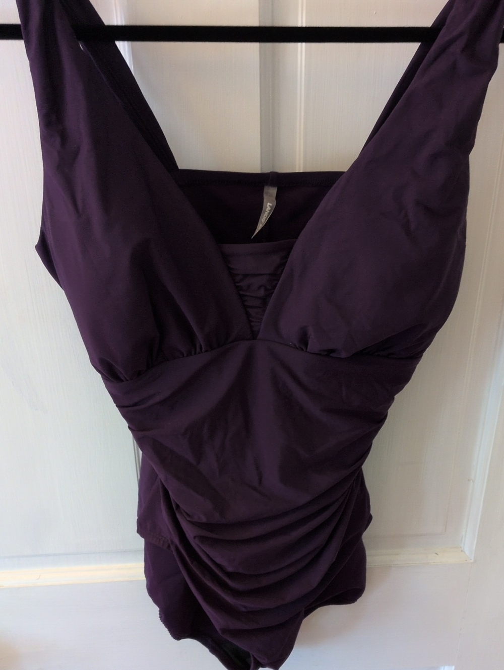 Lands' End Plum One-Piece Swimsuit with V-Neck 12L